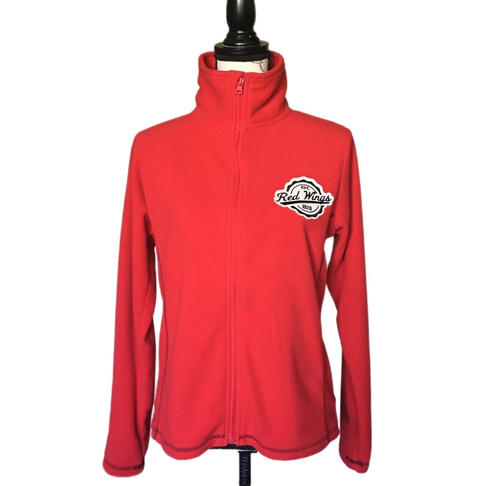 NHL Official Detroit Red Wings Long Sleeve Full Zip Fleece Jacket Top Small EUC